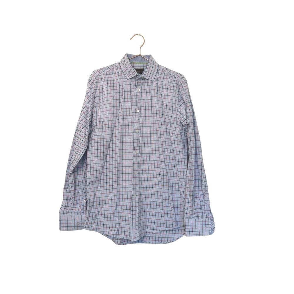 Tattersall Classic Blue and Pink Checkered Dress Shirt